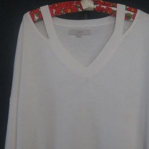 LOFT  V-Neck Drop Shoulder Sweater Top   XL